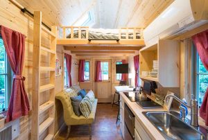 Tumbleweed Elm interior with all pine boards throughout.
